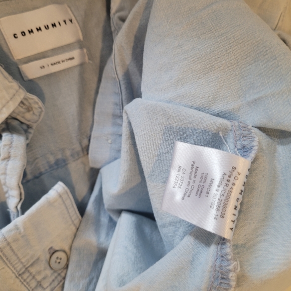Aritzia Community Veritas Chambray XS Shirt Light Blue - Picture 10 of 13